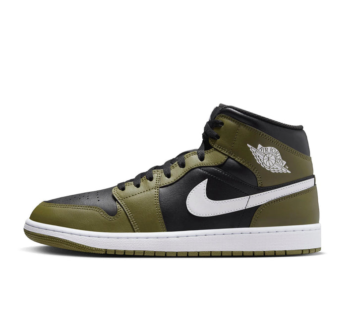 Jordan 1 Mid Black White Olive