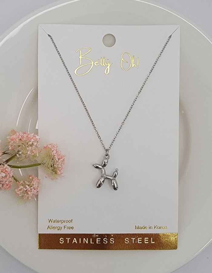 18k Gold Balloon Dog Necklace – Waterproof Stainless Steel Pendant