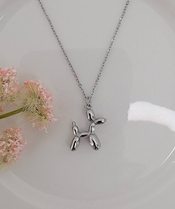 18k Gold Balloon Dog Necklace – Waterproof Stainless Steel Pendant