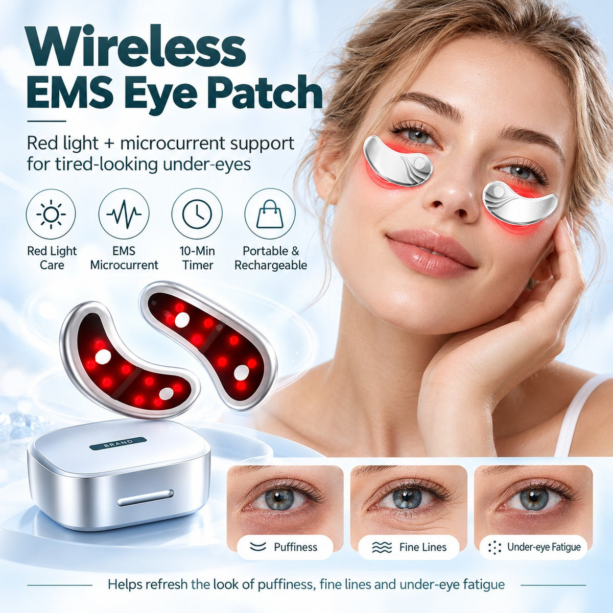 🔥 Limited-Time Sale – Wireless Red Light Under-Eye Patches with LED & EMS Microcurrent Technology + Rechargeable Case