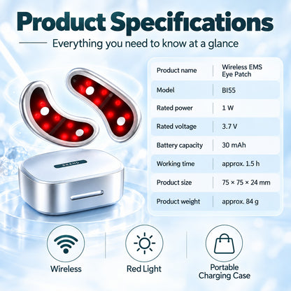 🔥 Limited-Time Sale – Wireless Red Light Under-Eye Patches with LED & EMS Microcurrent Technology + Rechargeable Case