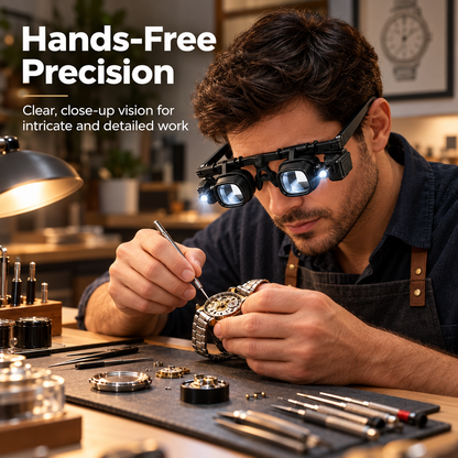 🔬 LIMITED-TIME 50% OFF! ✨ Precision LED Magnifier Glasses – Interchangeable Lenses, Dual LED, Hands-Free 💡