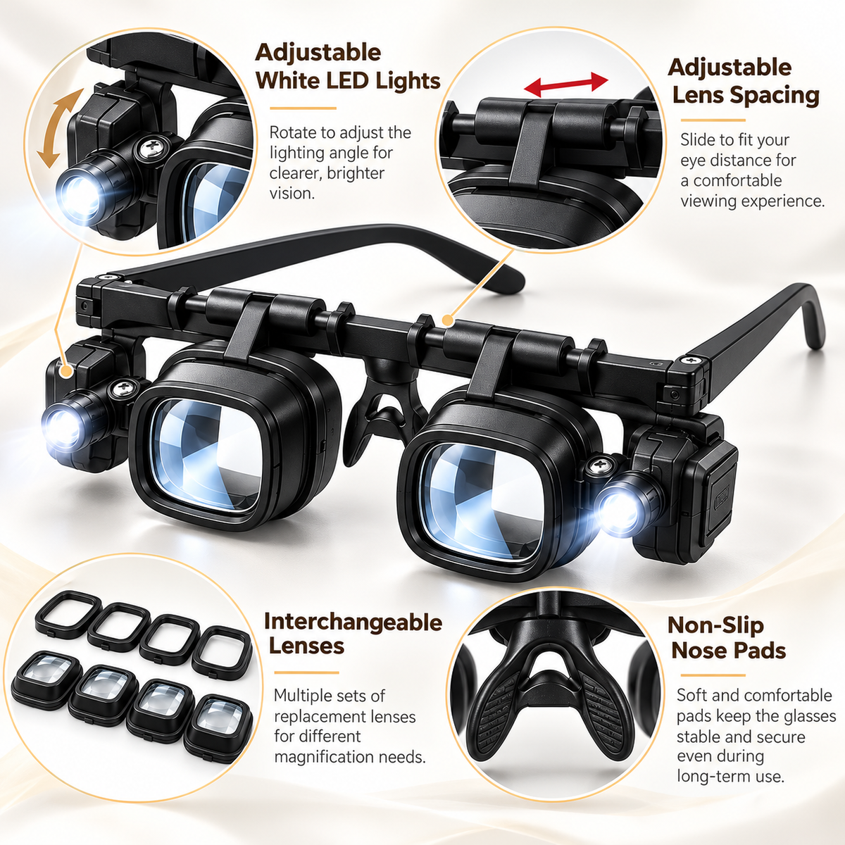 🔬 LIMITED-TIME 50% OFF! ✨ Precision LED Magnifier Glasses – Interchangeable Lenses, Dual LED, Hands-Free 💡
