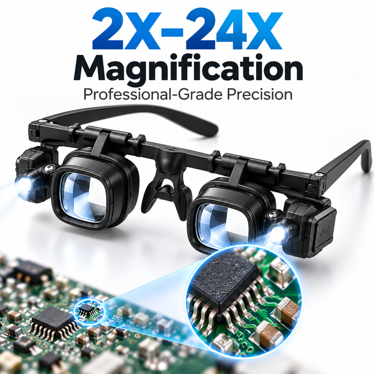 🔬 LIMITED-TIME 50% OFF! ✨ Precision LED Magnifier Glasses – Interchangeable Lenses, Dual LED, Hands-Free 💡