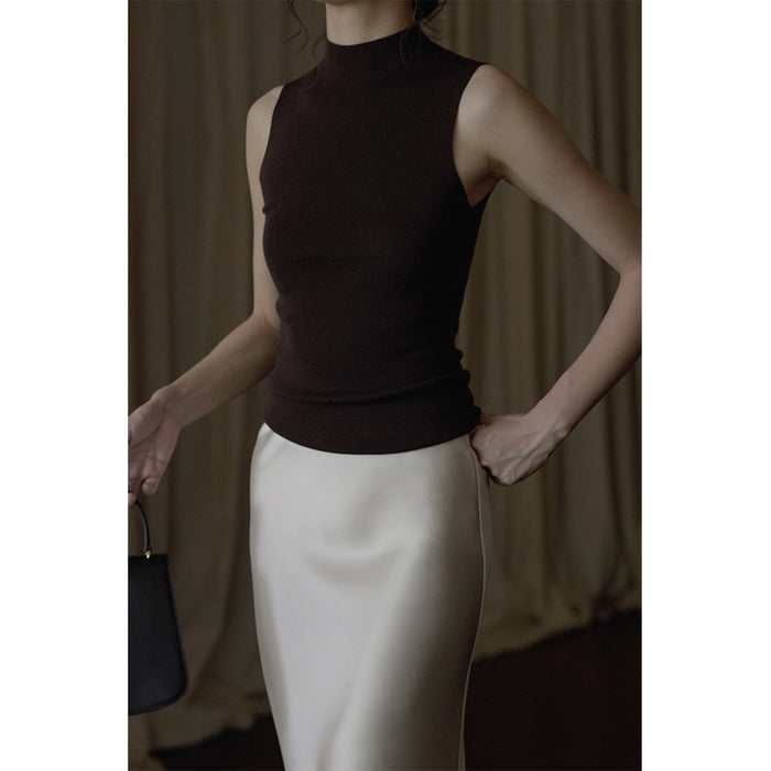 ASAYA-3709 Elegant Wool Seamless High-Neck Slim Fit Top