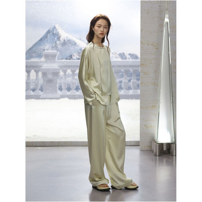COMMON VALUE Imported Customized Acetic Acid Shirt Women s Minimalist Chinese Improved Slant Top image 5
