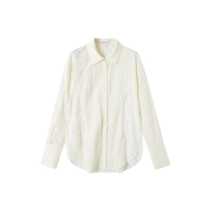ASAYA2249 Oversized lace stitching shirt