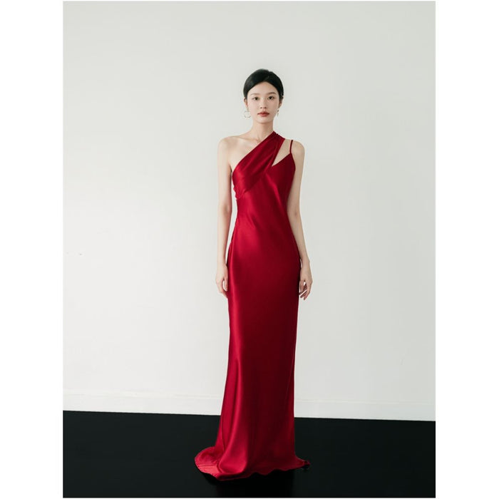 Nomeives slimming bride banquet evening gown red rose high end minimalist Chinese wedding respect image 1