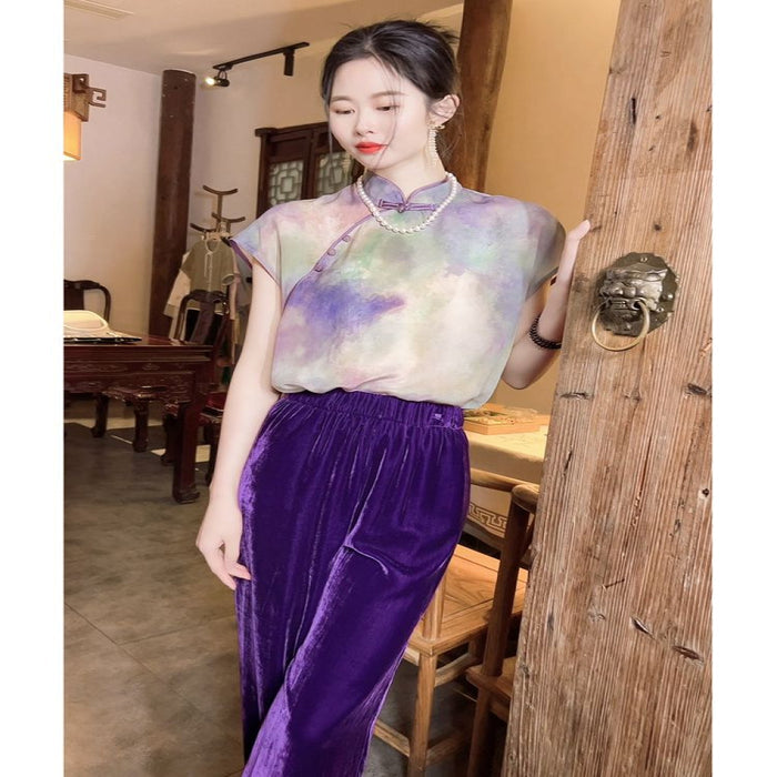 Colorful purple top purple pants / XL