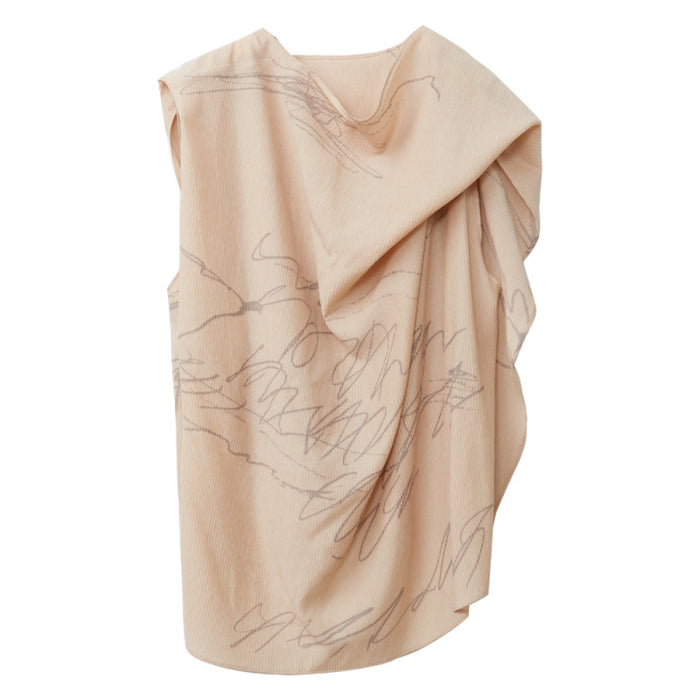 ASAYA3132 Stylish graffiti printed ribbon niche high-end top
