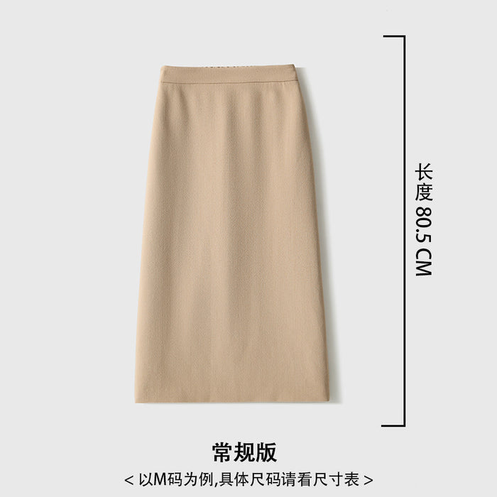 ASAYA3647 Double-sided TR embossed jacquard retro slim fit slit skirt