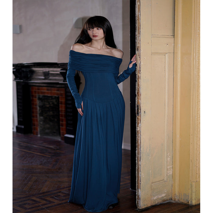 ASAYA4129  - Elegant and modern off-shoulder long dress in luxurious stretch fabric✨