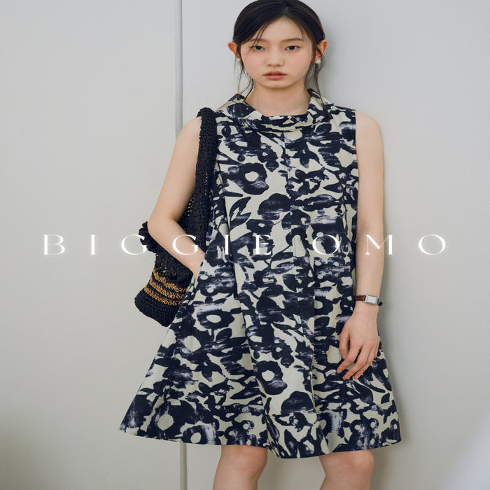 Biggie OMO elegant floral short vest skirt cotton print breathable and comfortable slimming dress image 0