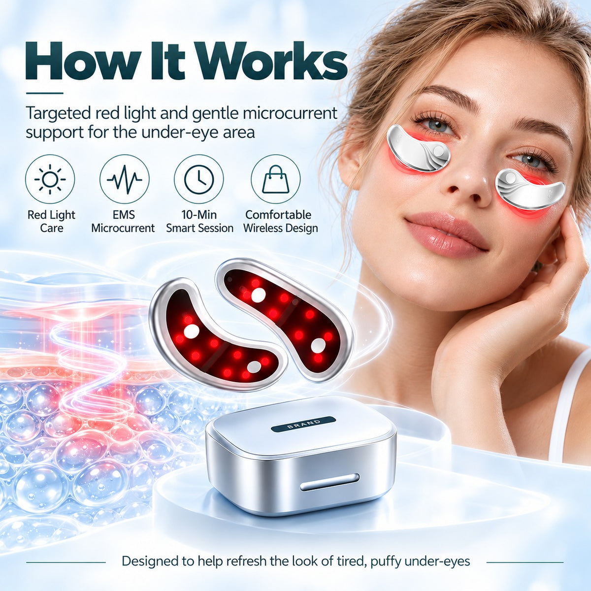 🔥 Limited-Time Sale – Wireless Red Light Under-Eye Patches with LED & EMS Microcurrent Technology + Rechargeable Case