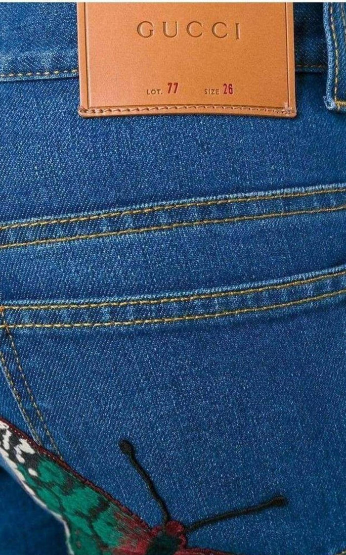 Gucci Bee & Butterfly Patches Jeans - Runway Catalog
