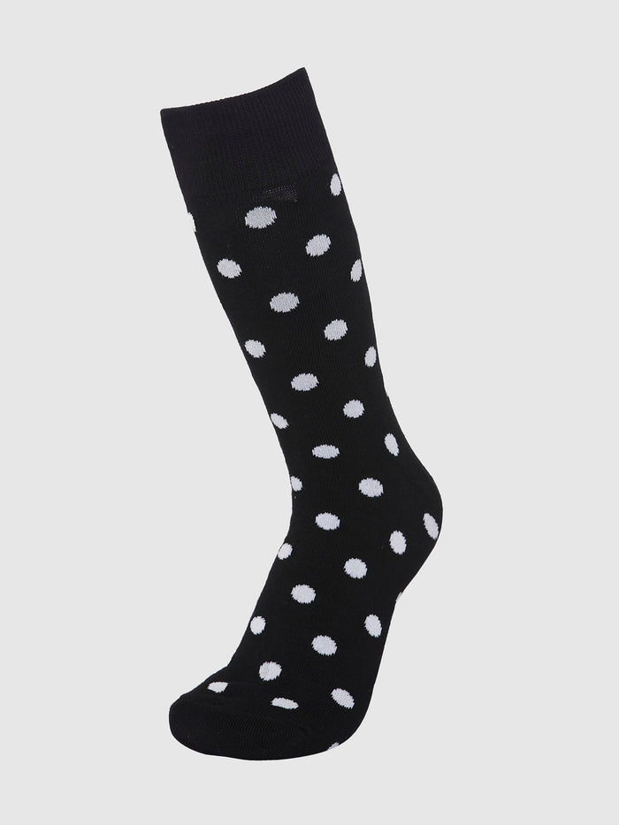 Black Polka Dot Print Mid Calf Length Socks