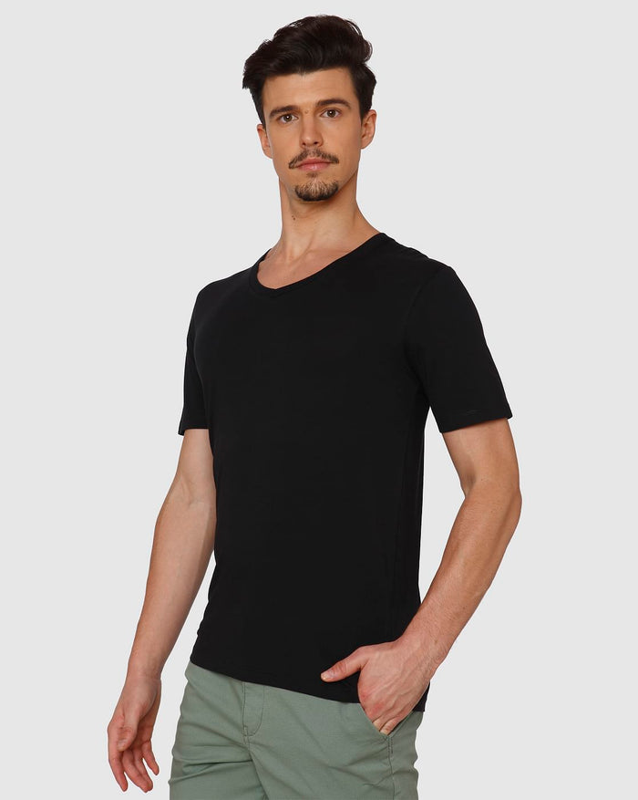 Black Slim Fit V Neck T-Shirt