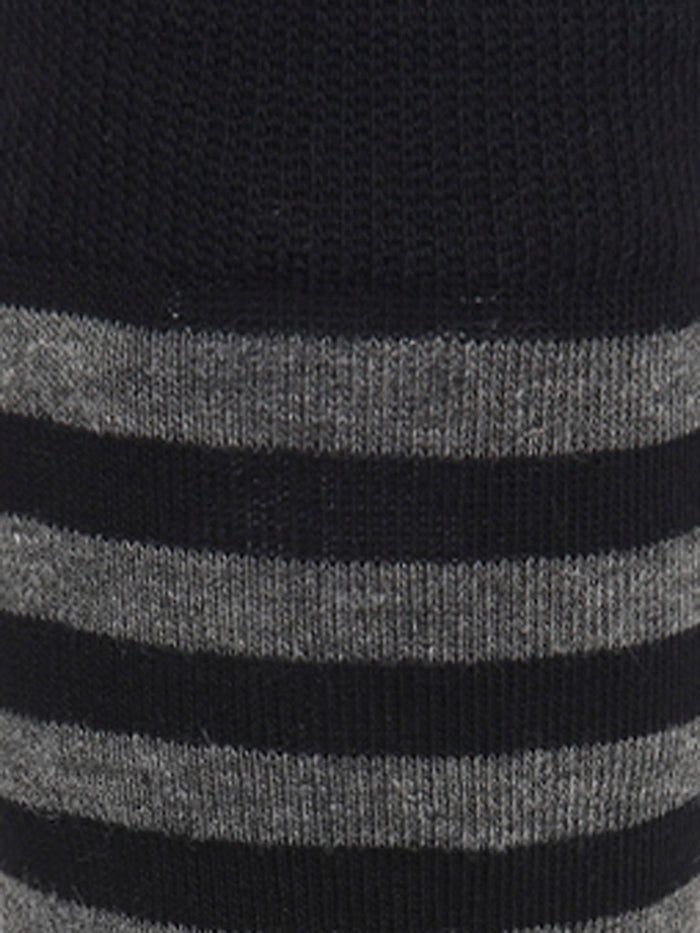 Black Striped Mid Calf Length Socks