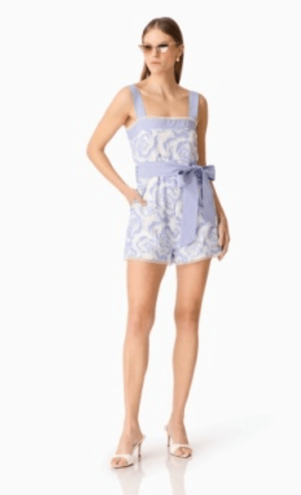 Blue and White Claude Mini Playsuit - Amor Lafayette