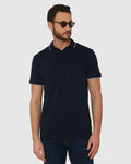 Blue Contrast Tipping Polo Neck T-Shirt