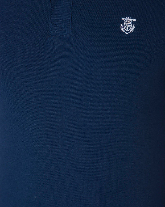 Blue Contrast Tipping Polo Neck T-Shirt