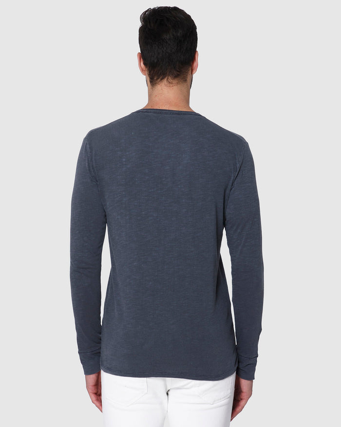 Blue Overdyed Henley T-Shirt