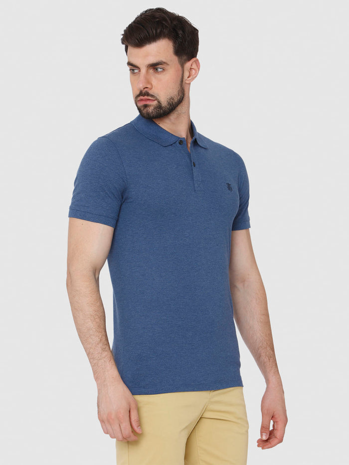 Blue Polo Neck T-Shirt