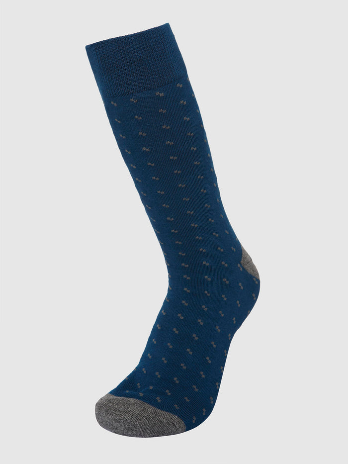Blue Printed Mid Calf Length Socks