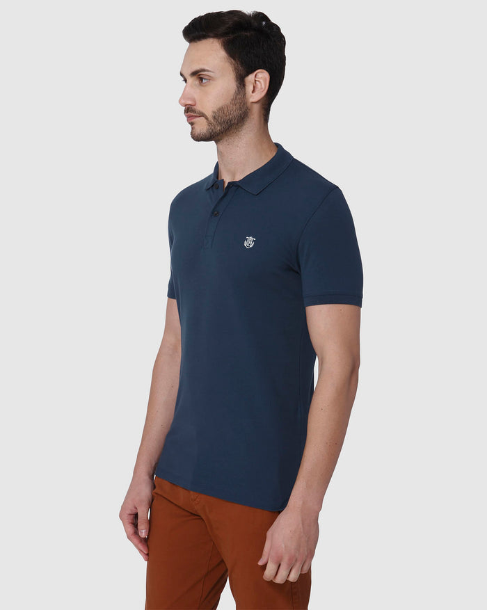 Blue Slim Fit Polo Neck T-Shirt