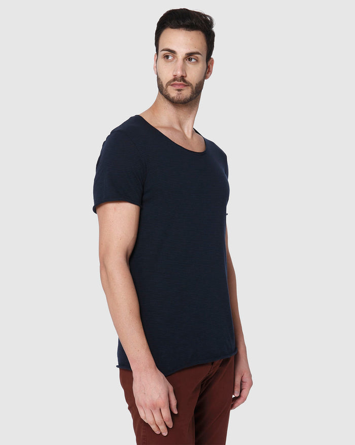 Blue Striped Crew Neck T-Shirt