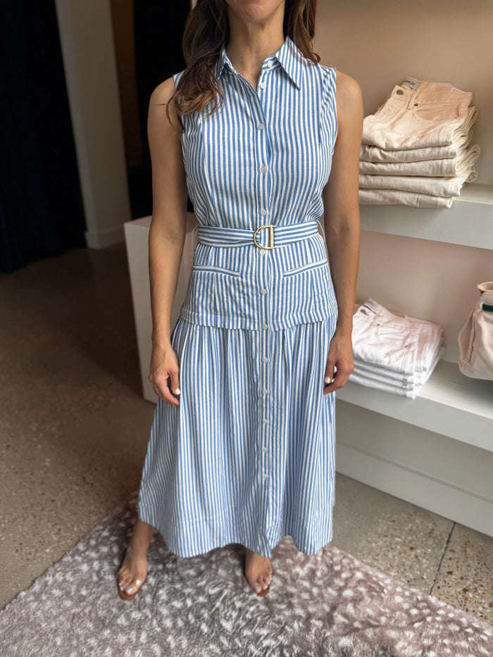 Blue White Stripe Lorin Dress - Amor Lafayette