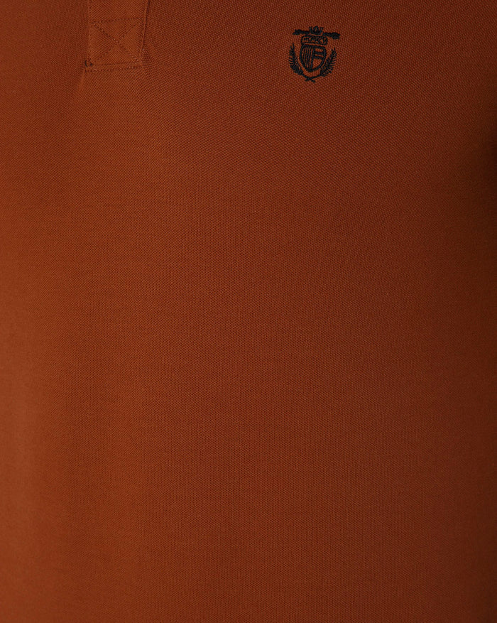 Brown Contrast Tipping Polo Neck T-Shirt