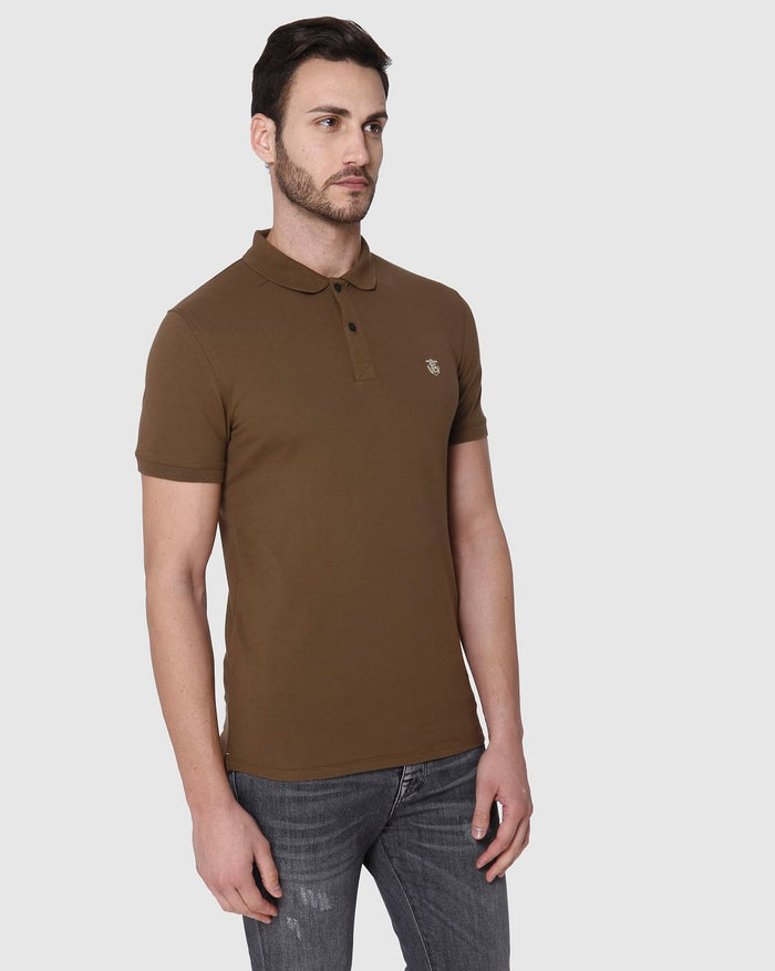 Brown Slim Fit Polo Neck T-Shirt
