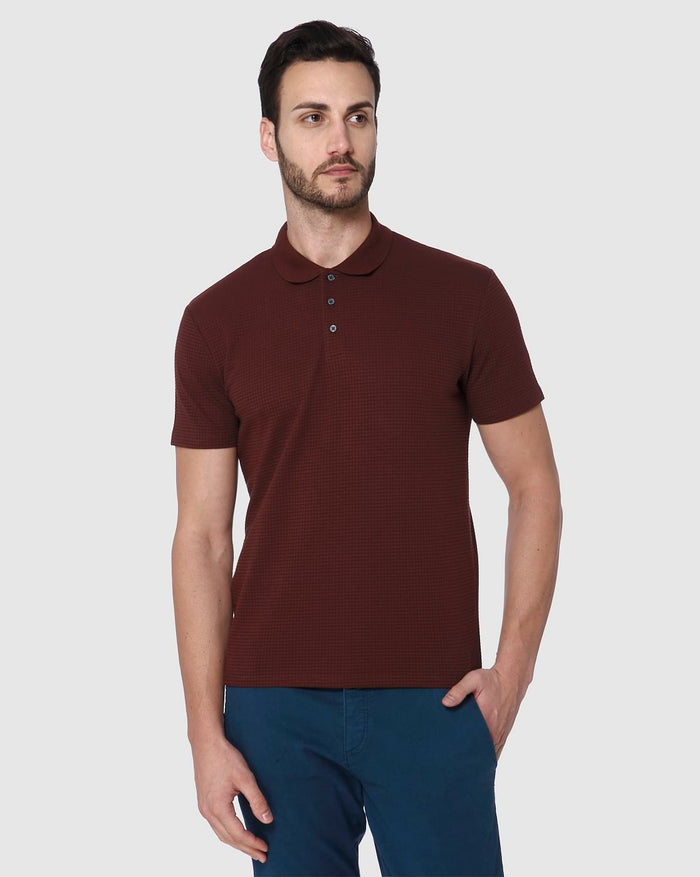 Burgundy Polo Neck T-Shirt