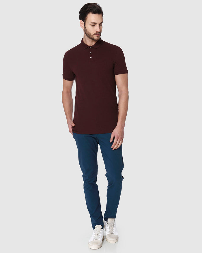 Burgundy Polo Neck T-Shirt
