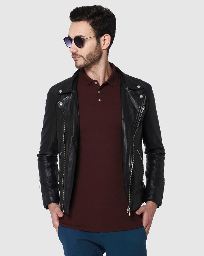 Burgundy Polo Neck T-Shirt