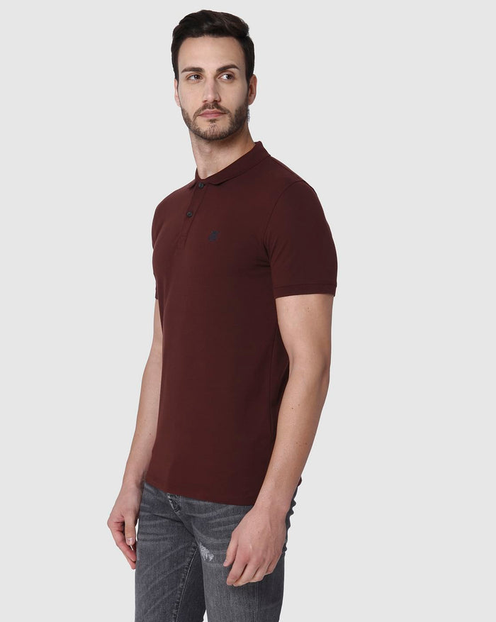 Burgundy Slim Fit Polo Neck T-Shirt