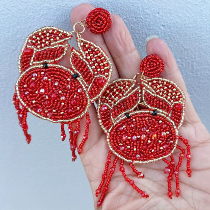 Cutie Crab Beaded Earrings