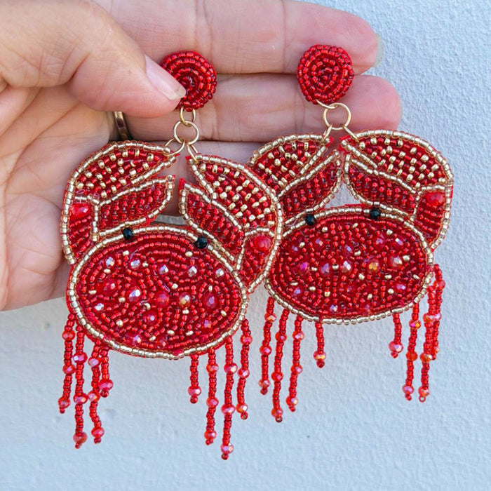 Cutie Crab Beaded Earrings