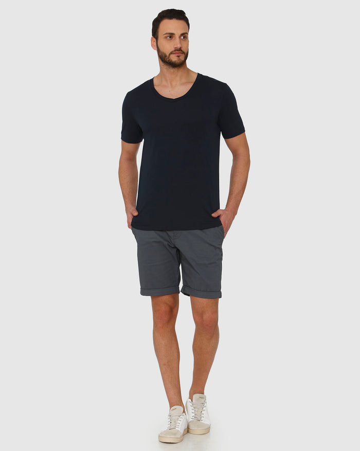 Dark Blue Slim Fit V Neck T-Shirt