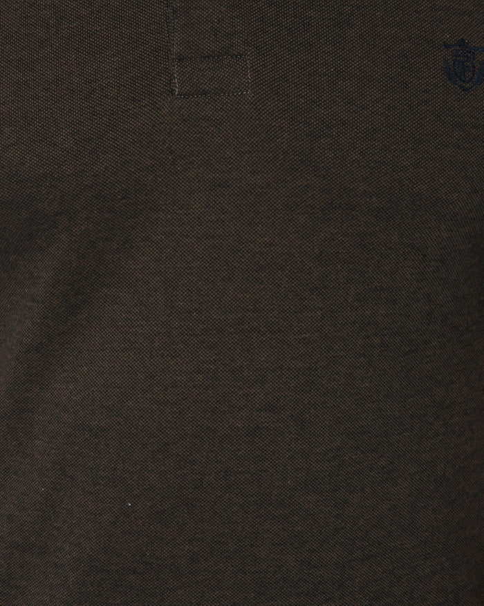 Dark Brown Contrast Tipping Slim Fit Polo Neck T-Shirt