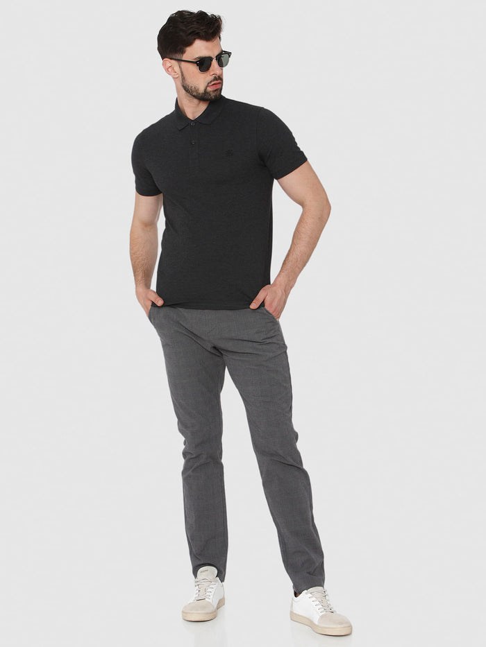 Dark Grey Polo Neck T-Shirt
