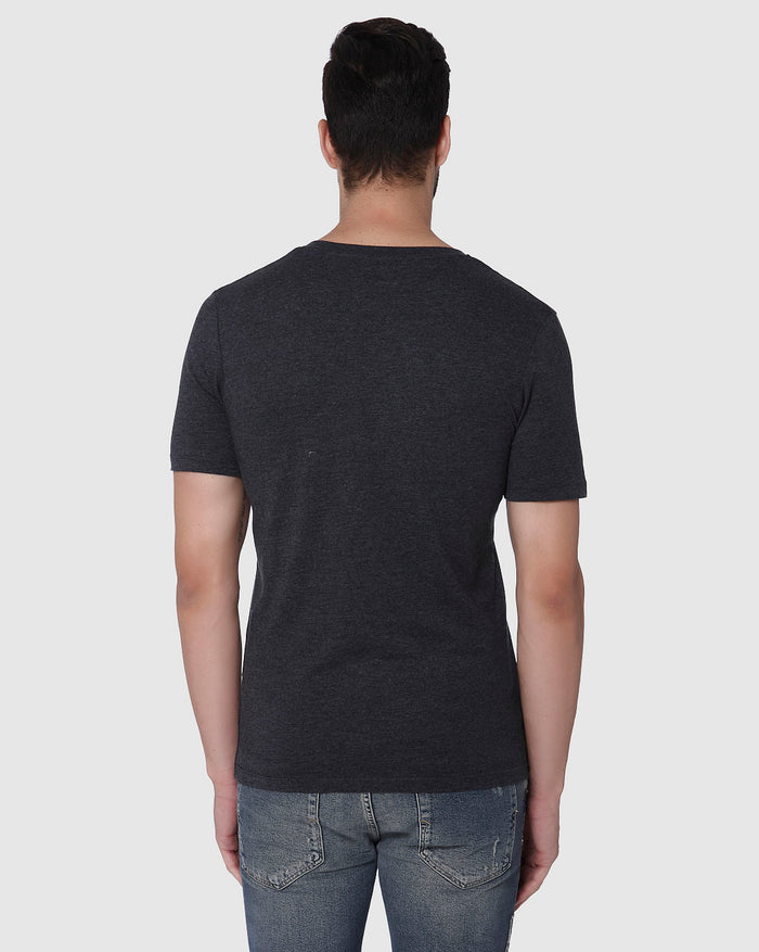 Dark Grey Slim Fit V Neck T-Shirt