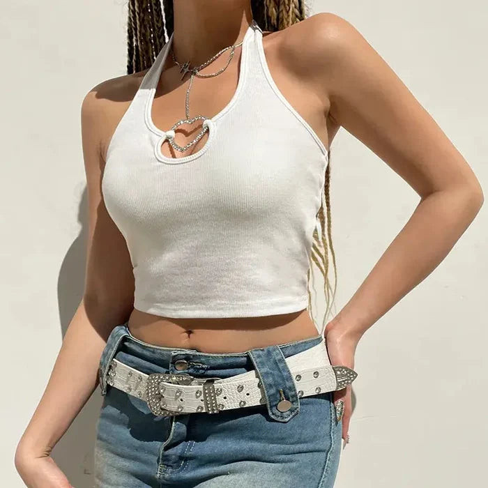 Diamond Heart Halter Tank Top fashionnsio
