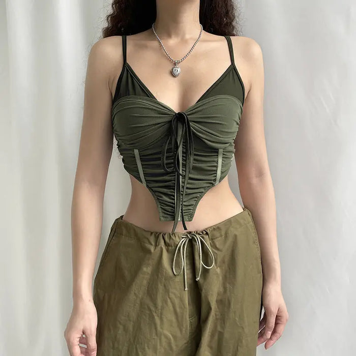 Bow Pleated Corset Top fashionnsio