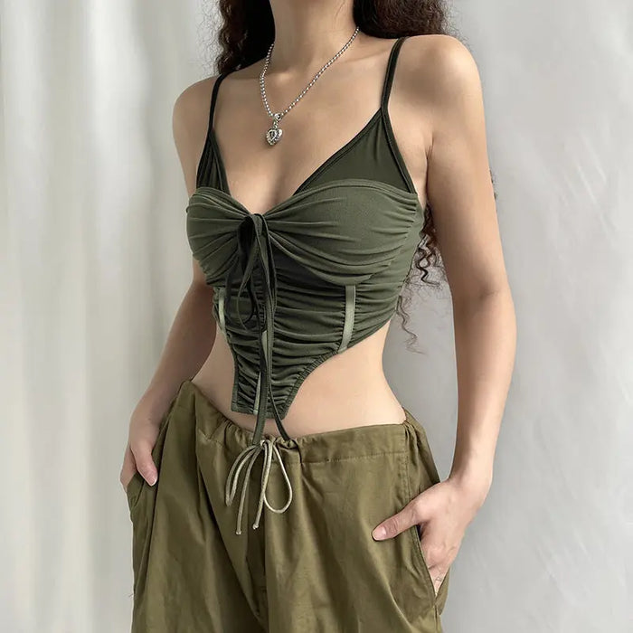Bow Pleated Corset Top fashionnsio