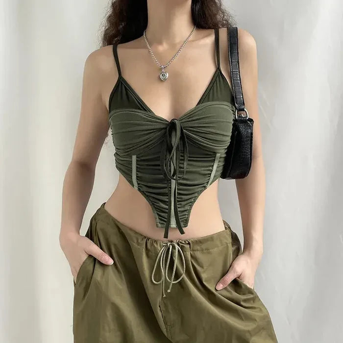 Bow Pleated Corset Top fashionnsio