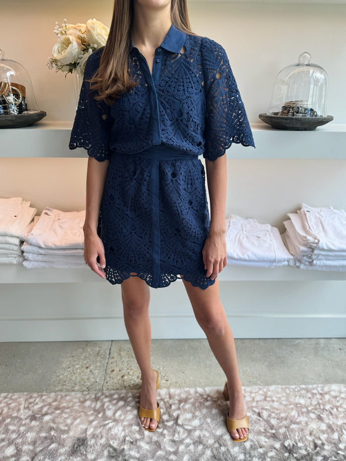 Eloise Dress In Navy Lace - Amor Lafayette