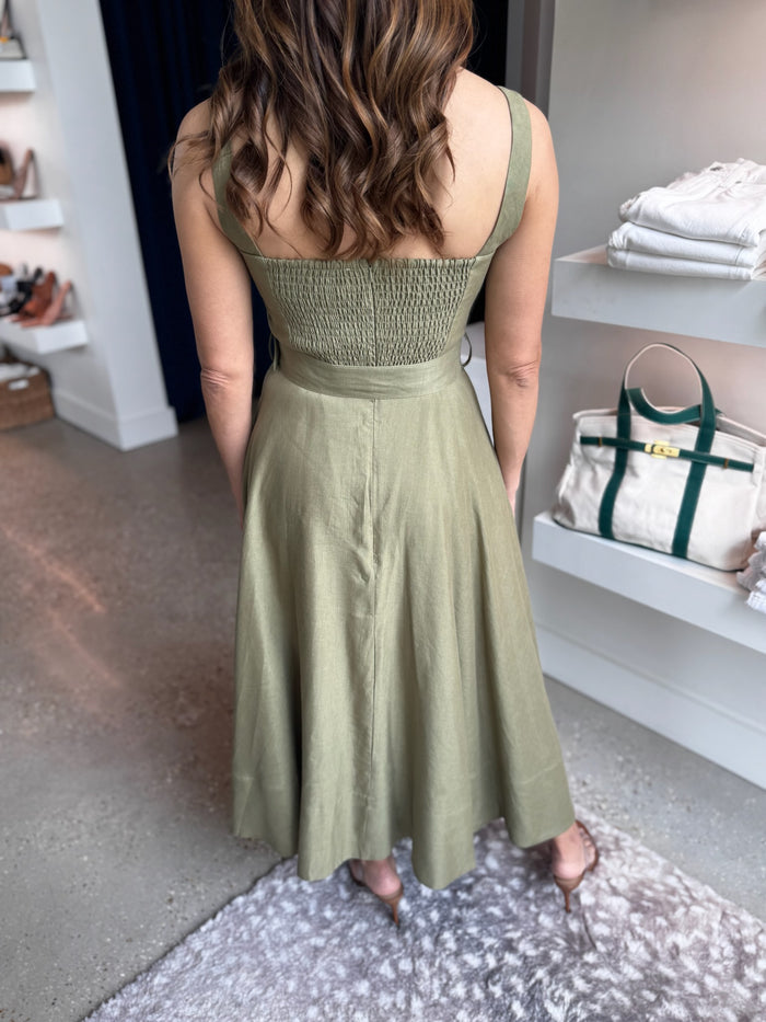 Eloise Sage Green Linen Blend Dress