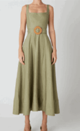 Eloise Sage Green Linen Blend Dress - Amor Lafayette